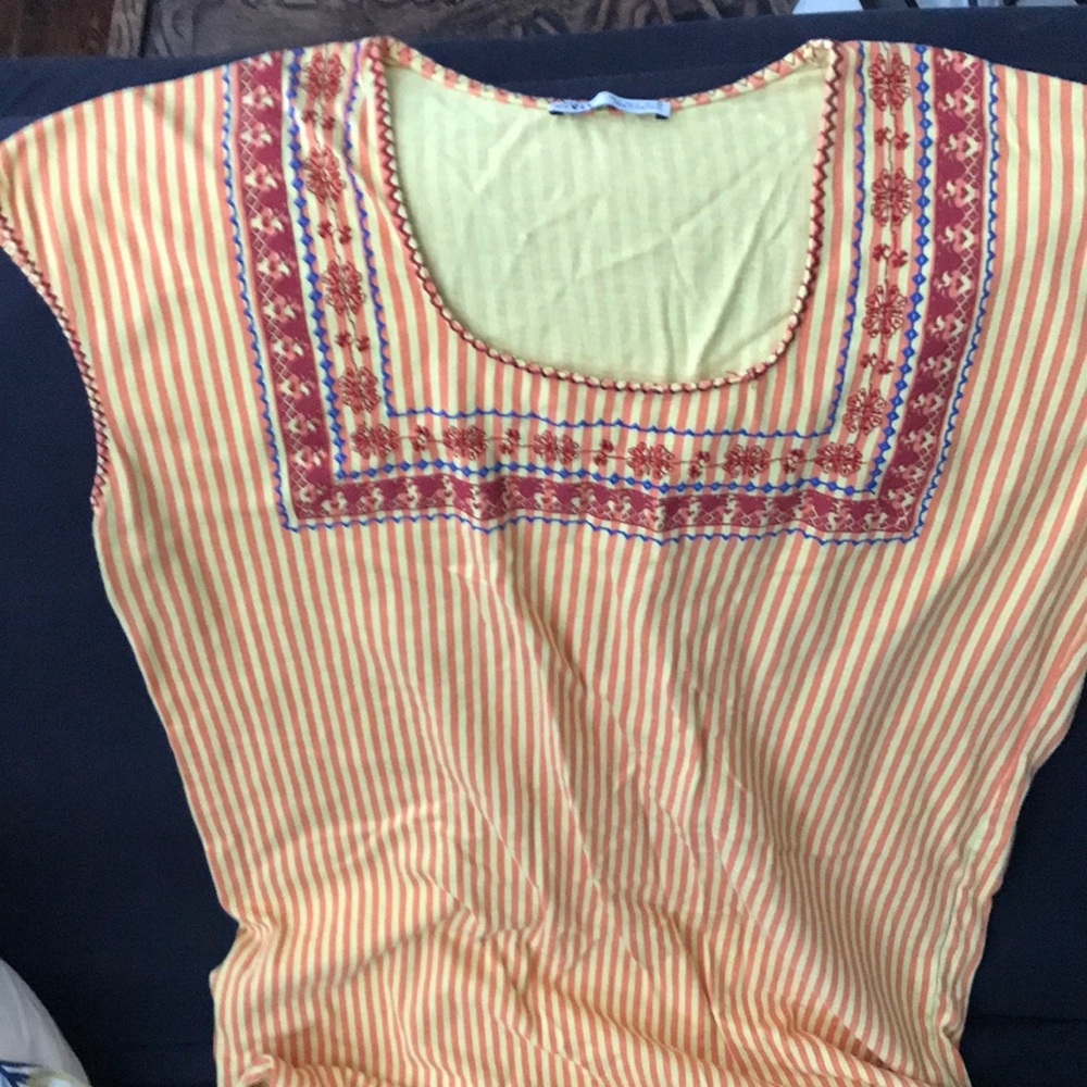 Orange and yellow midi dress